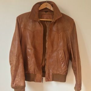 Vintage Western-Style Leather Jacket - Small